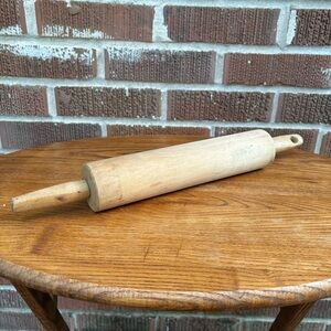 Vintage Kitchen Wood Rolling Pin Hanging Hole Farmhouse Grannycore